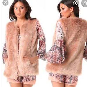 blush fur vest